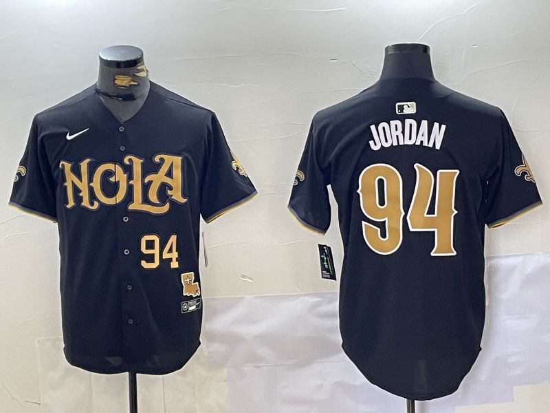 Men New Orleans Saints 94 Jordan Black Joint Name 2024 Nike Limited NFL Jersey style 2